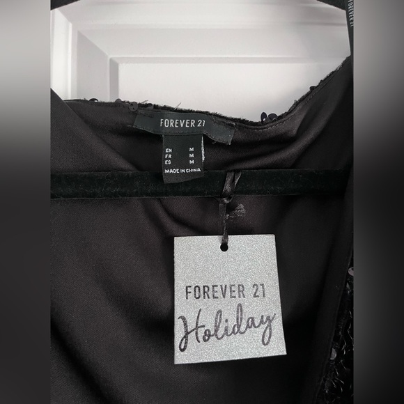 Forever 21 Black Sequin Surplice Mini Dress BNWT Christmas Party & NY - Picture 5 of 12